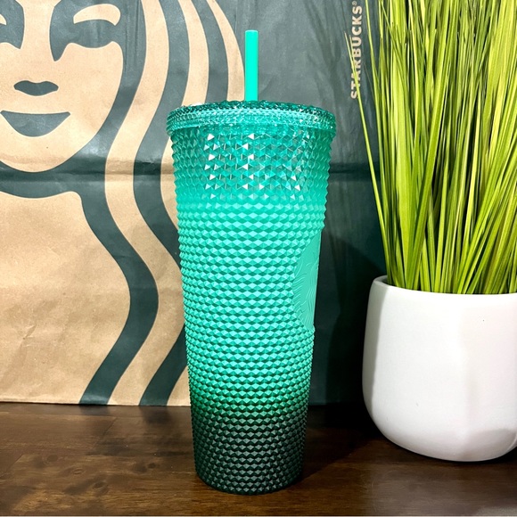 🌿 Starbucks ‘WAXBERRY’ Mint Green Gradient Ombré Studded Tumbler Venti 24oz - Picture 2 of 5